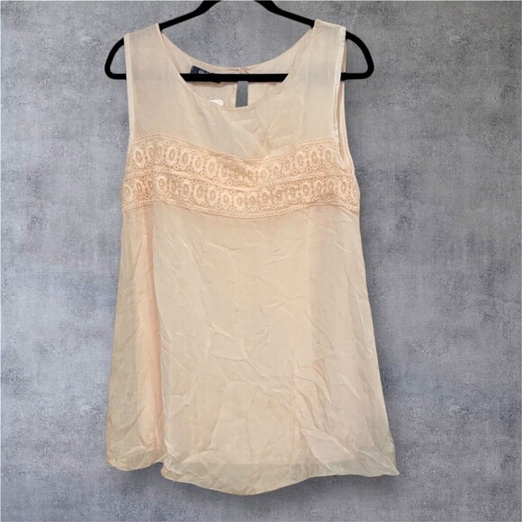 Italian GIULIA 100% Silk Top Peach Sleeveless Lined Flowy Blouse - Picture 1 of 11